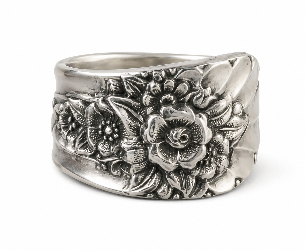 Jubilee Spoon Ring | Vintage Silver-Plated Floral Band