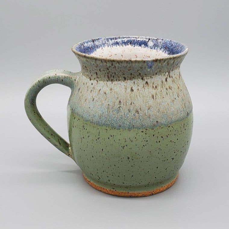 Green-2-Blue Wash Hand-thrown Stoneware Ceramic  16oz Mug