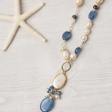 Seaside 25-27" Pearl Focal Collage Necklace