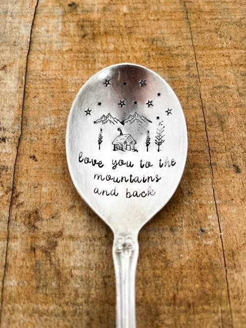 Love You To The Mountains And Back Vintage Stamped Spoon