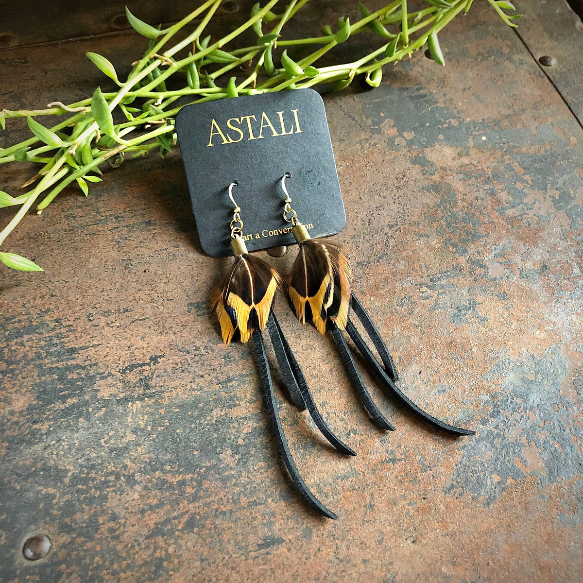 Leather & Pheasant Feathers