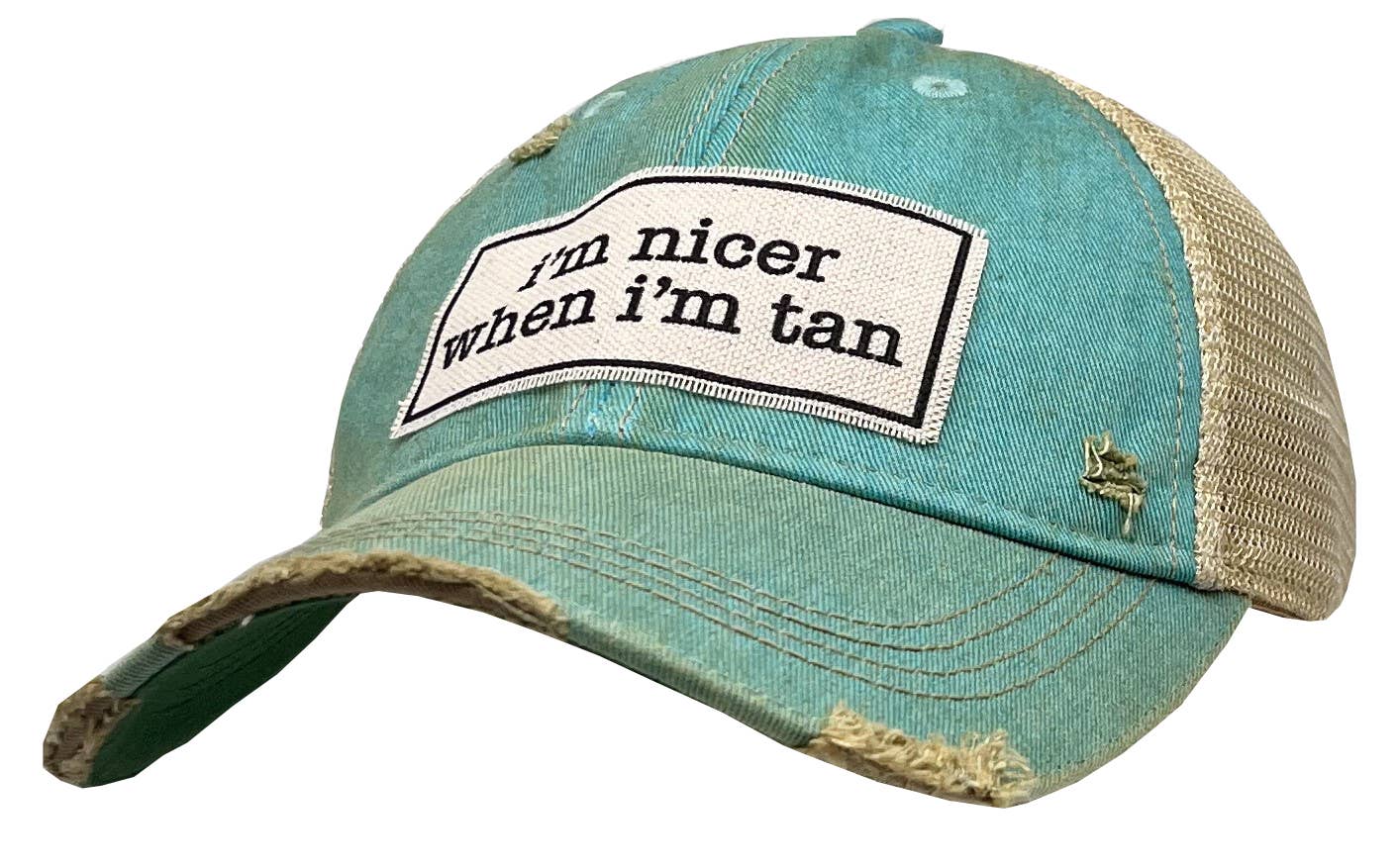 I'm Nicer When I'm Tan Distressed Trucker Hat Baseball Cap