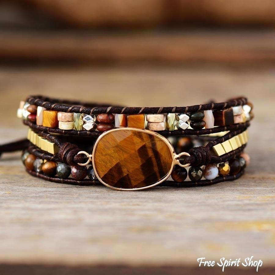 Natural Tiger Eye & Mixed Stone Bead Wrap