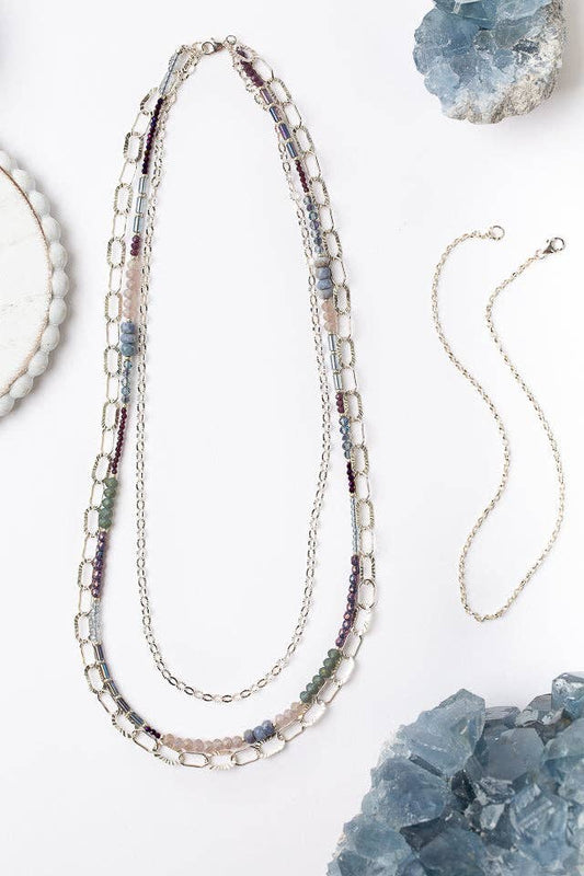 Horizon Czech Glass and Crystal Multistrand Necklace