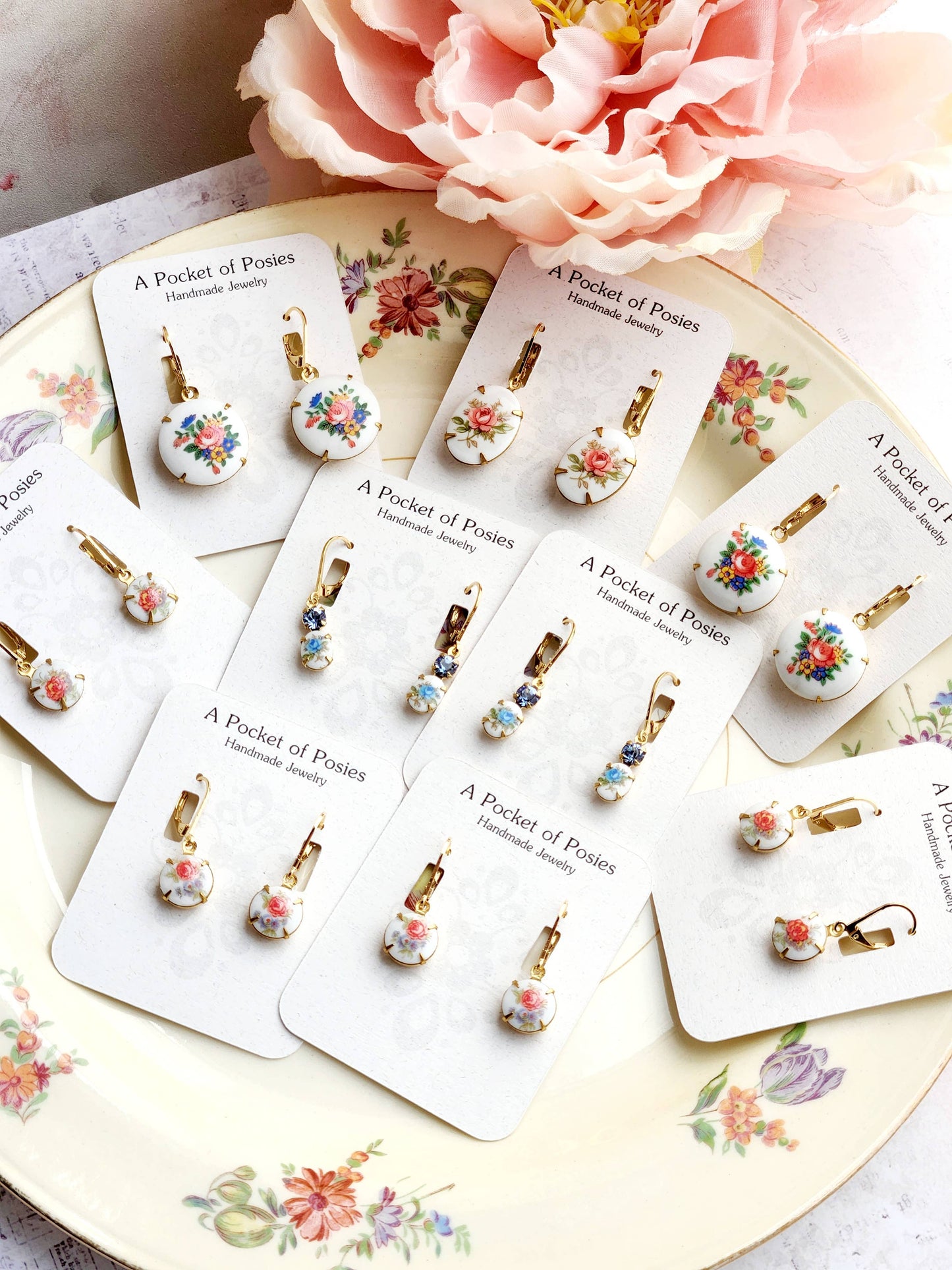 Little Floral Cameo Earrings