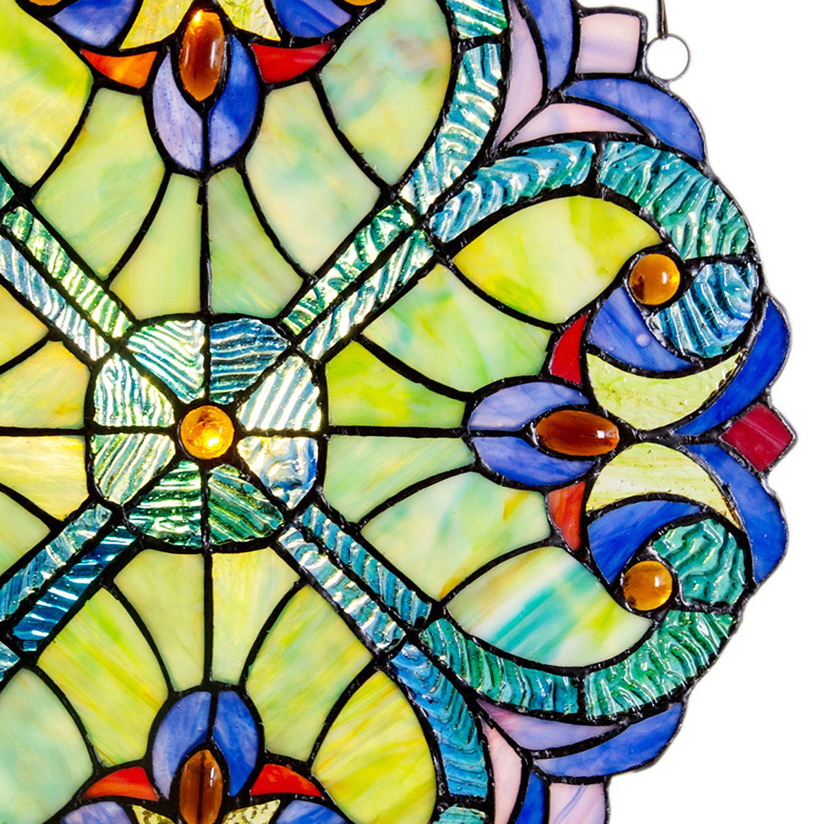 12" Halston Edwardian Stained Glass Window Panel: Blue