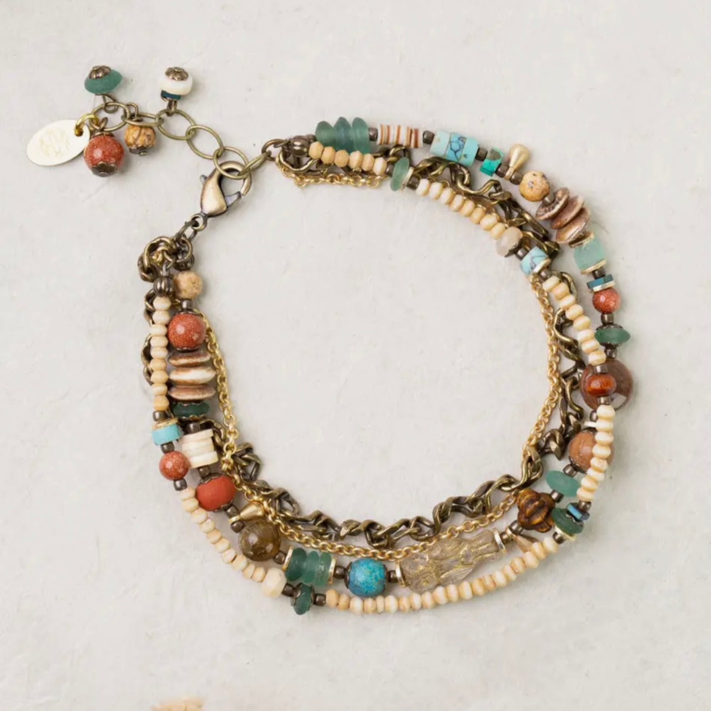 Enlighten 7.75-8.75 Czech and Sea Glass Bracelet