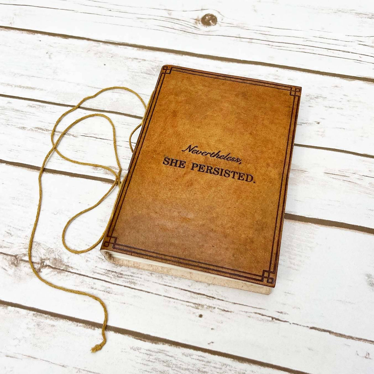 She Persisted Quote Leather Journal: Blonde/Tan