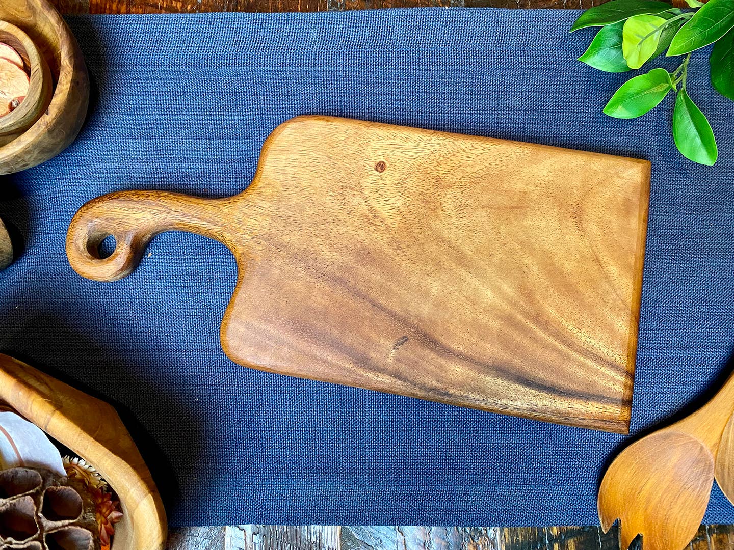 Premium, All Dark Grain, Small Handled Charcuterie Board