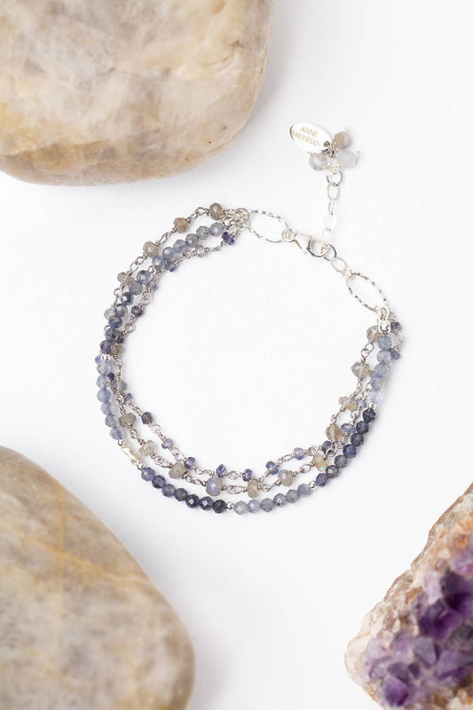 Ethereal 7.5-8.5" Iolite, Labradorite, Sterling Silver Multi