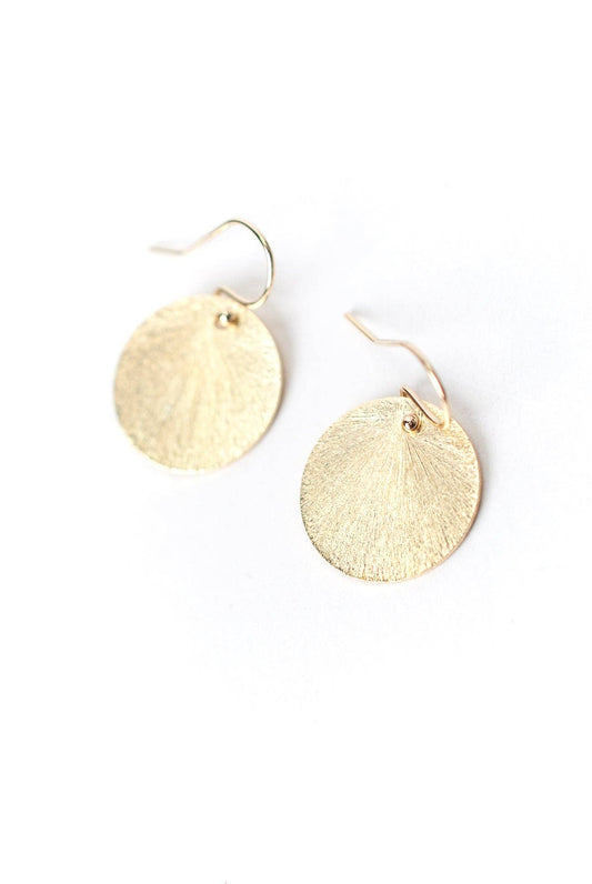 Brushed Gold Dainty Disk Earrings