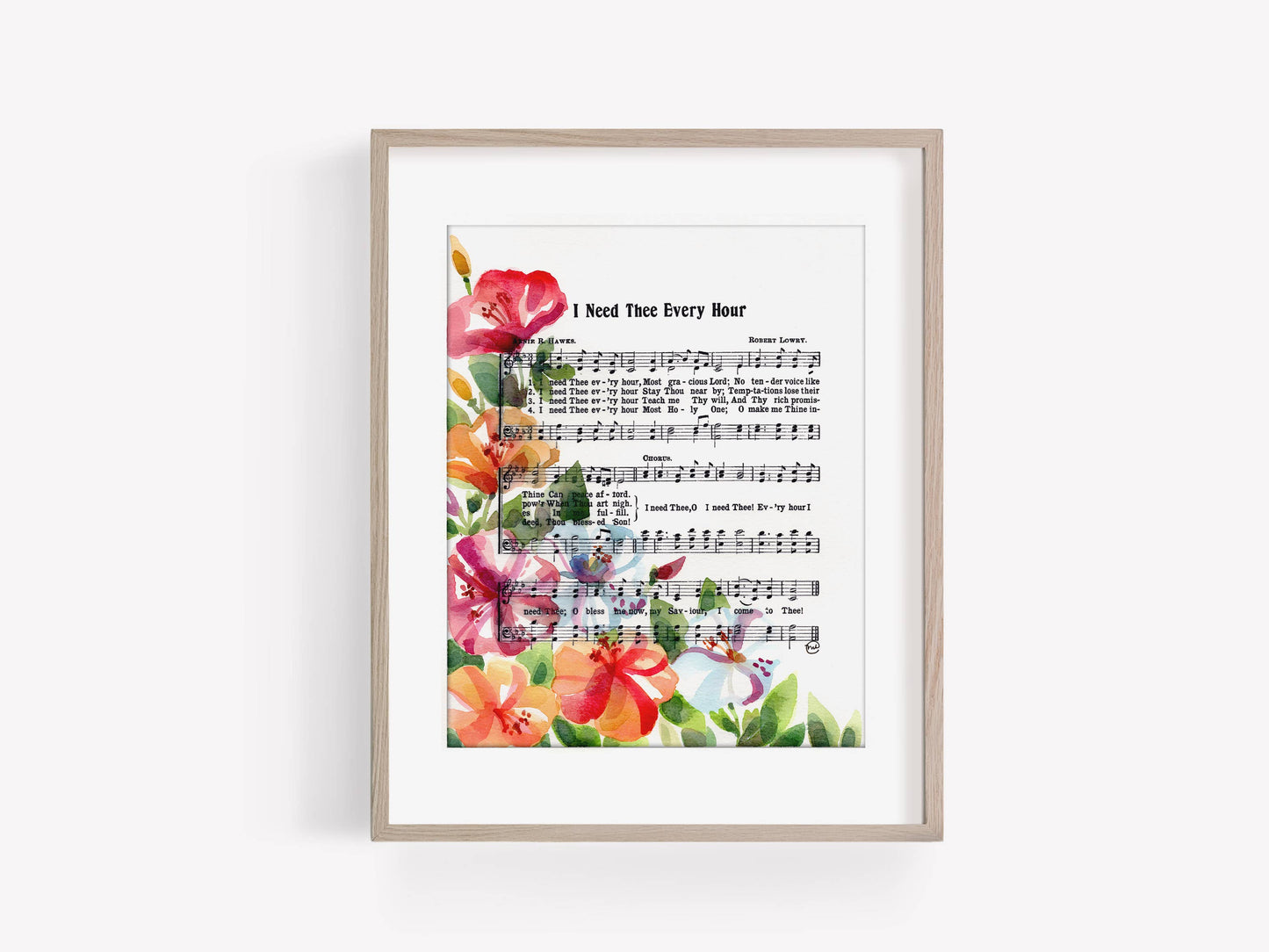 "I Need Thee Every Hour" Watercolor Hymn Art Print