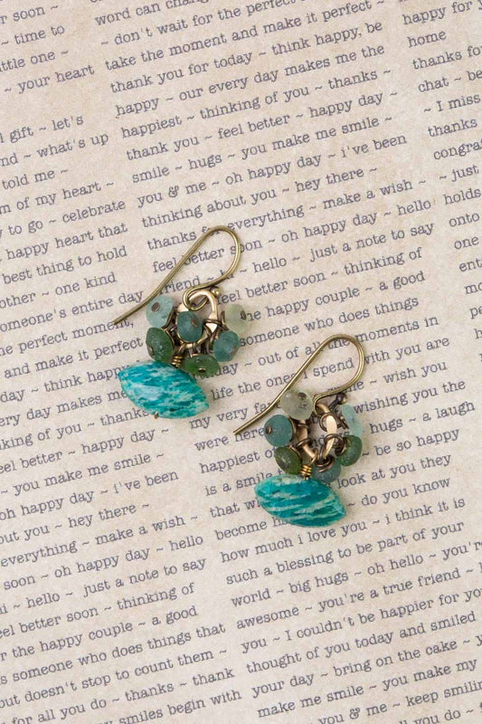 Atlas Jasper, Roman Glass Cluster Earrings