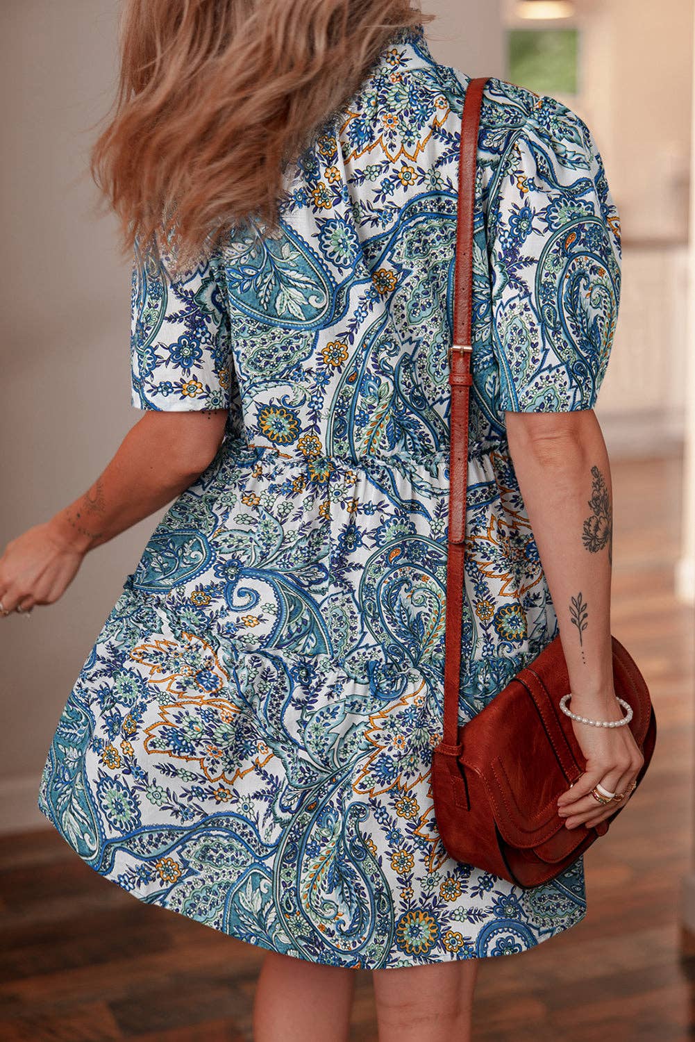 Boho Paisley Floral Summer Mini Dress
