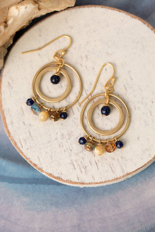 Starry NIght Mother Of Pearl Hoop Earrings