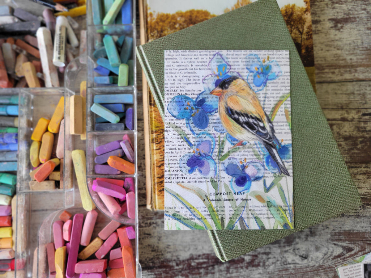 Goldfinch Mixed Media Bird Print