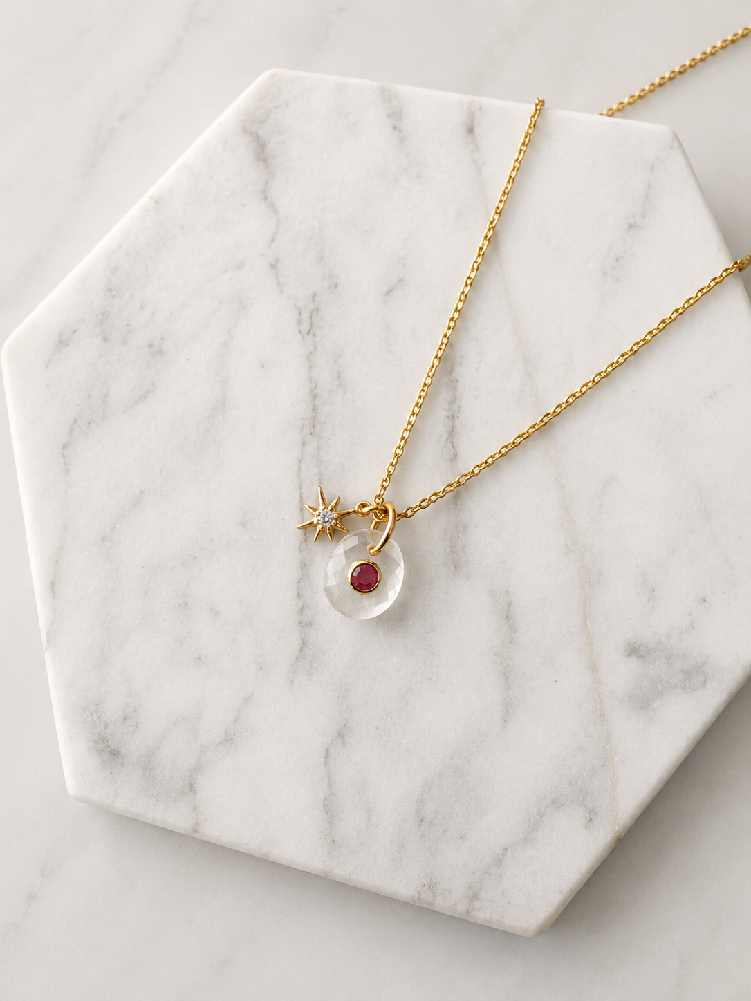Moonstone Agate Star Necklace