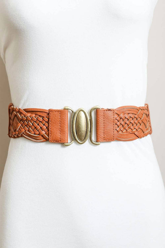 Oval Buckle Braided Elastic Belt