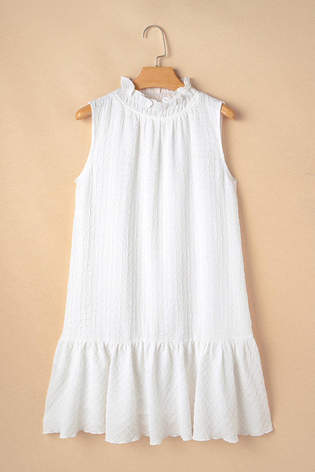 Textured Ruffle Sleeveless Summer Mini Dress