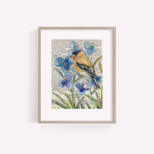 Goldfinch Mixed Media Bird Print