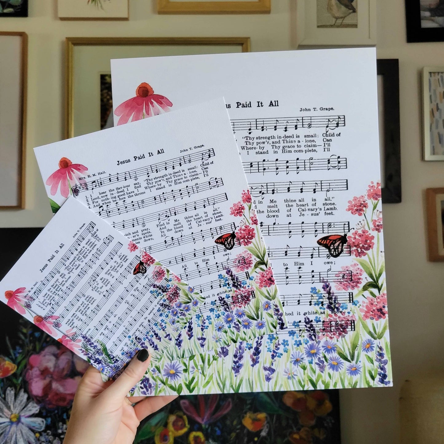 "Jesus Paid it All" Pollinators + Monarch Hymn Art Print