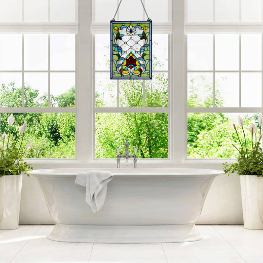 Alice Flower and Vine Stained Glass Window Panel