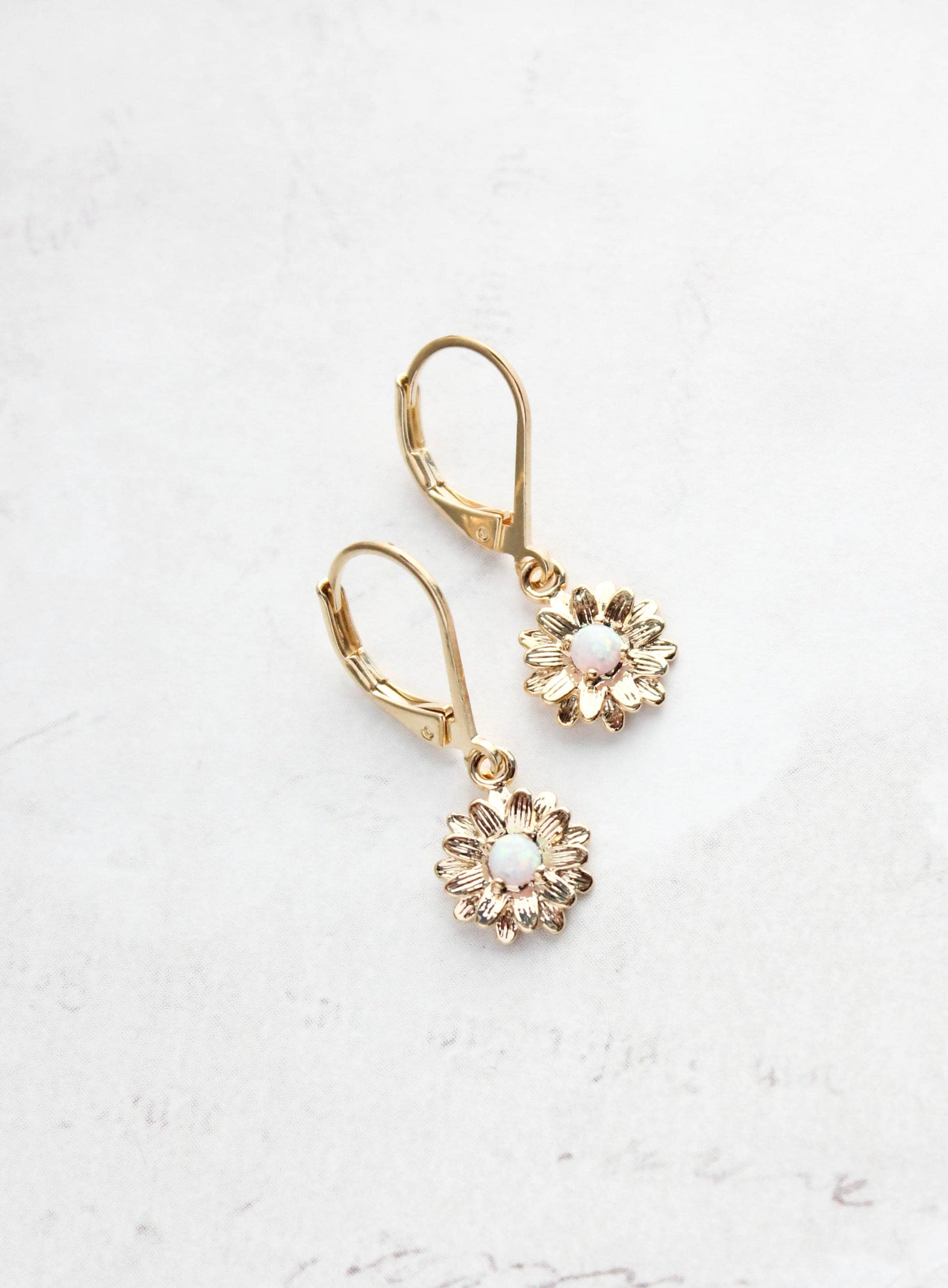 Daisy Earrings - Glossy Gold and Opal