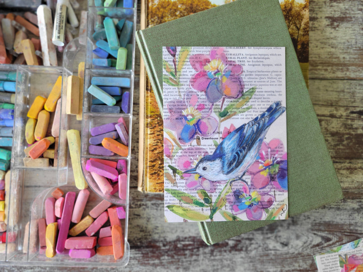 Nuthatch Mixed Media Bird Print
