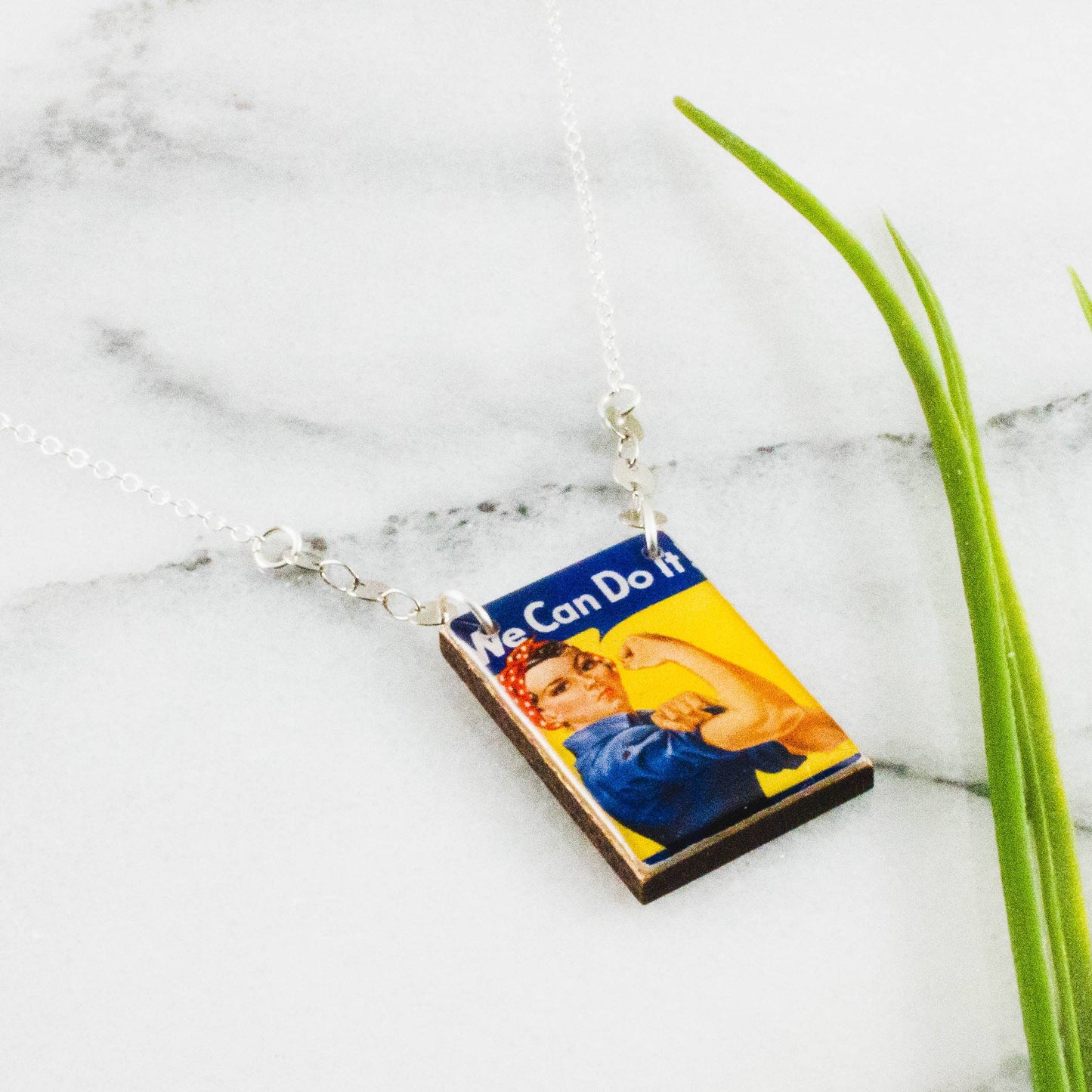 Vintage We Can Do It Rosie the Riveter Necklace