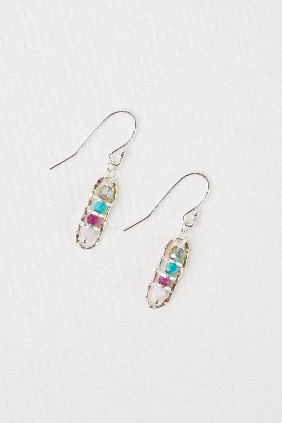 Primrose Amazonite, Ruby, Czech Glass Simple Earrings