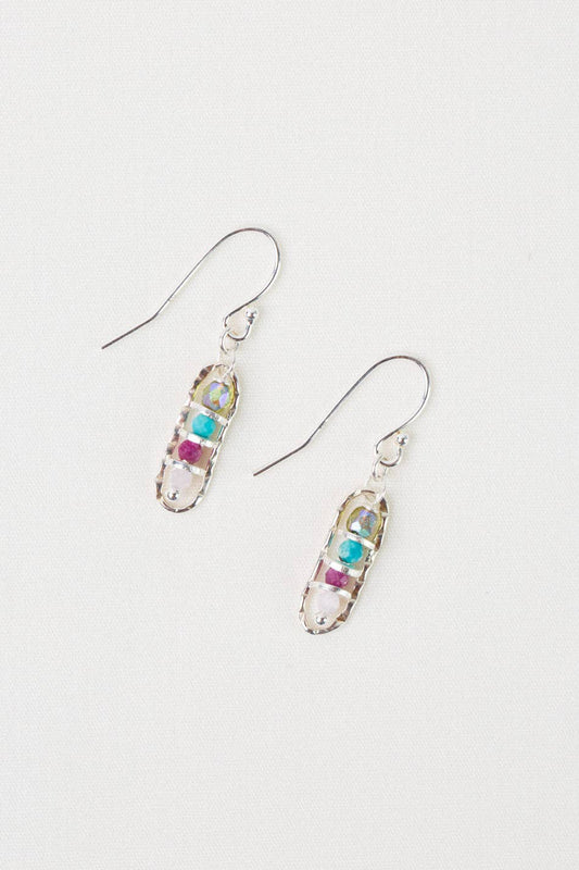 Primrose Amazonite, Ruby, Czech Glass Simple Earrings