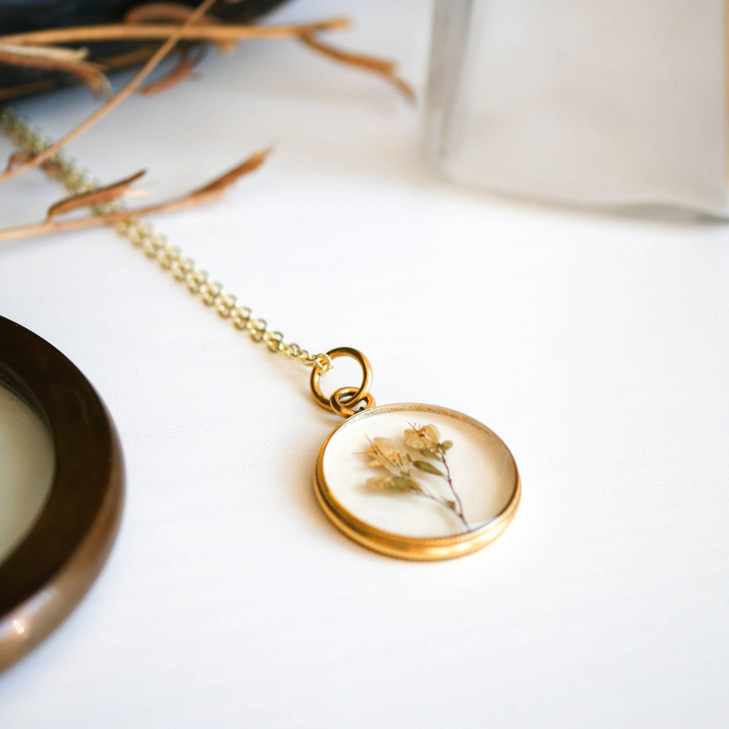 Tiny Dried Bouquet Pendant