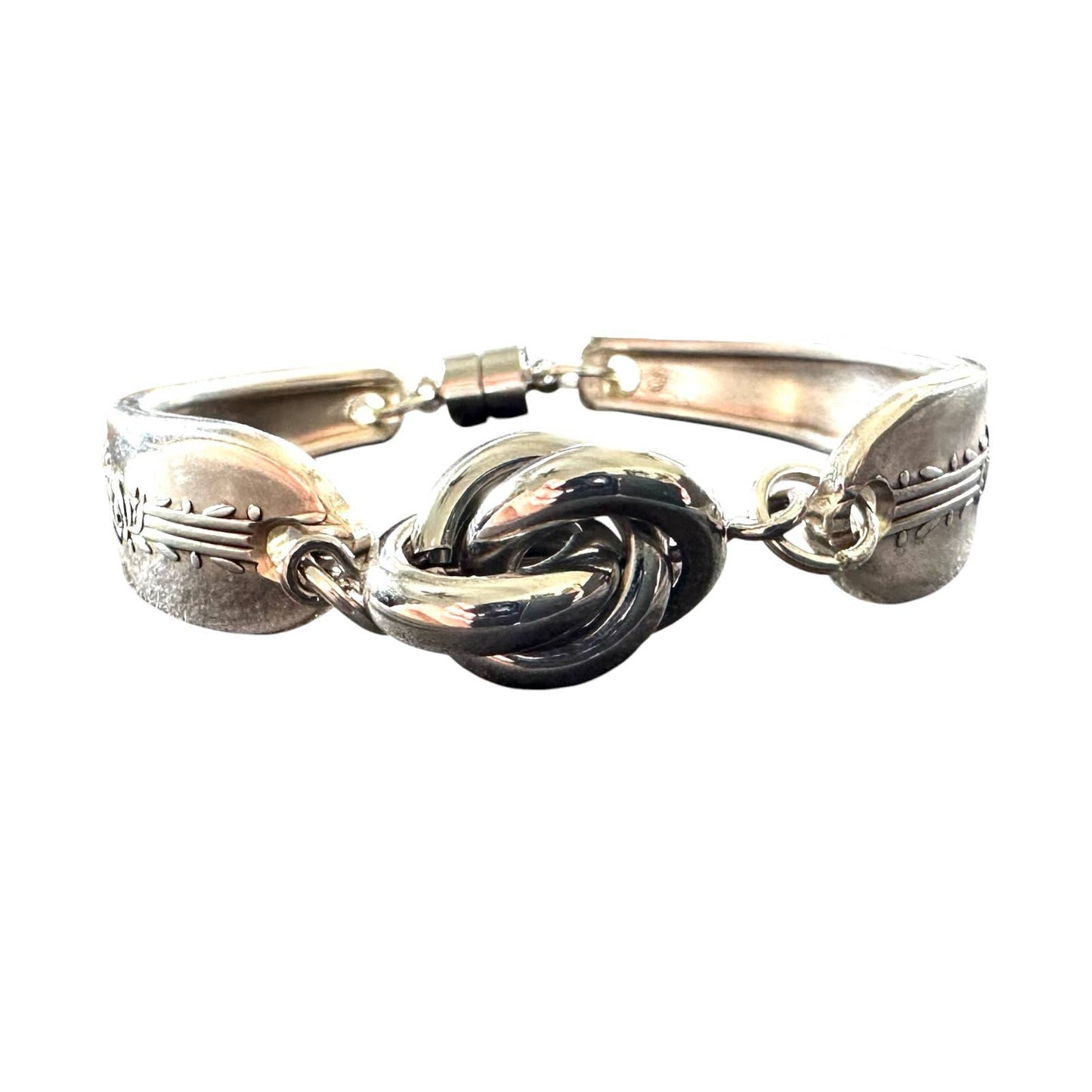 Vintage Silverware Bracelet | Silver Knot Bead Accent