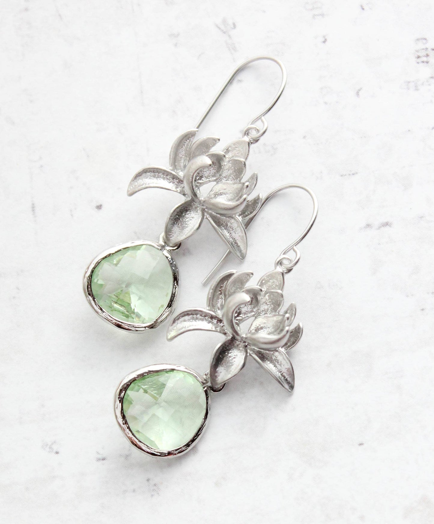 Lotus Flower Earrings- Light Green