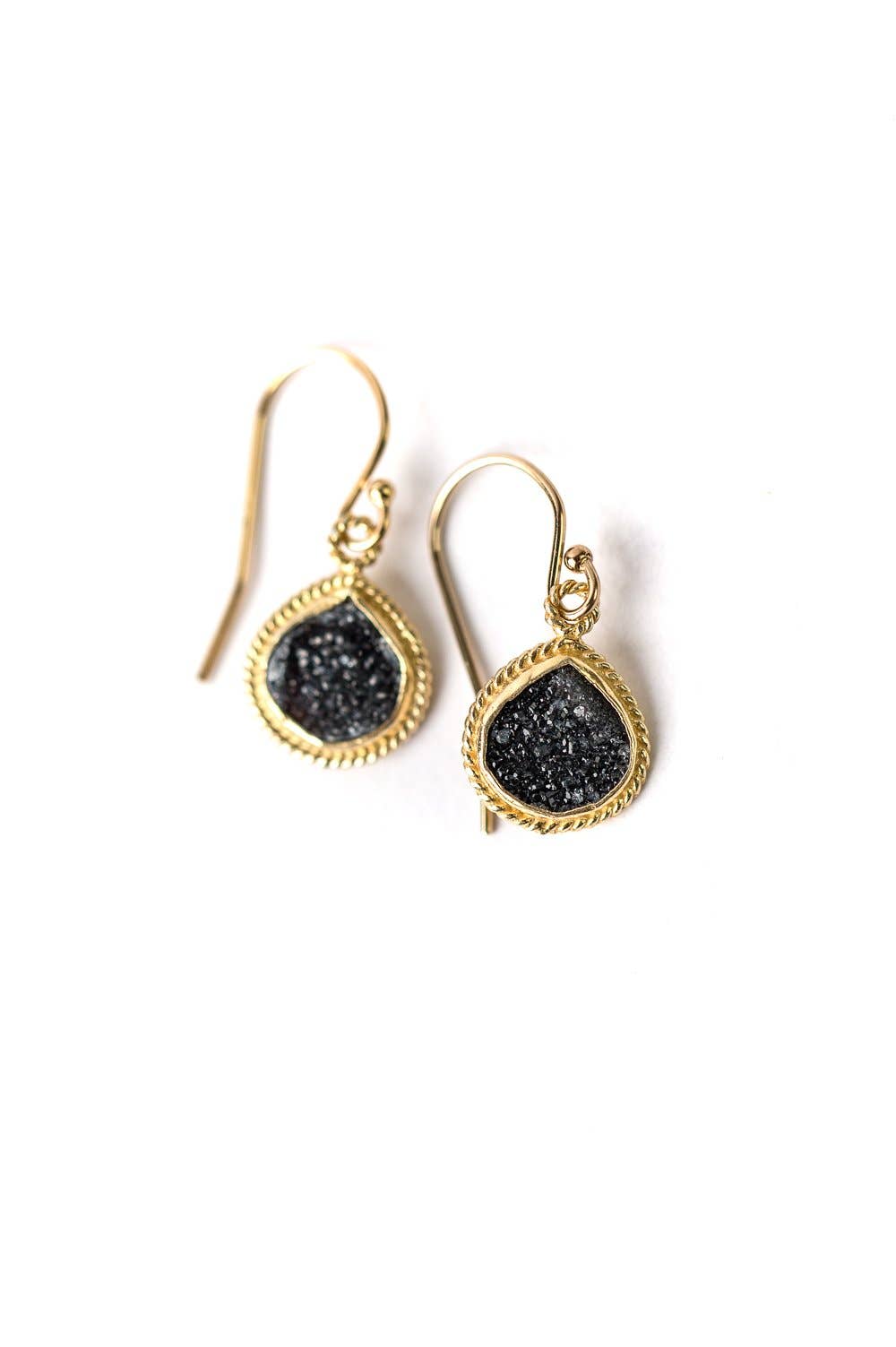 Favorites Black Druzy Bezel Earrings