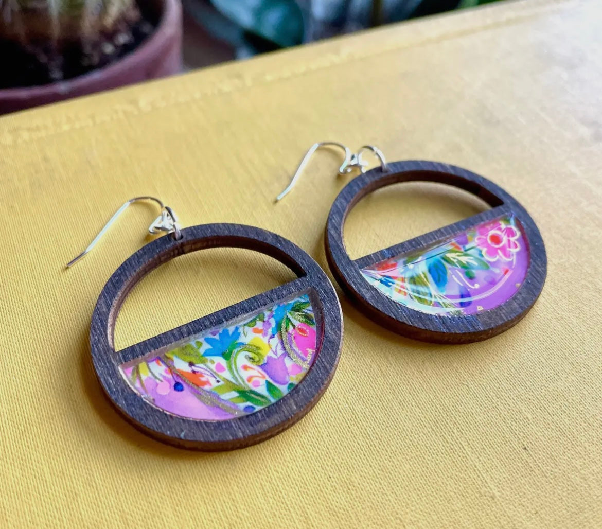 Natural Dark Wood Earrings