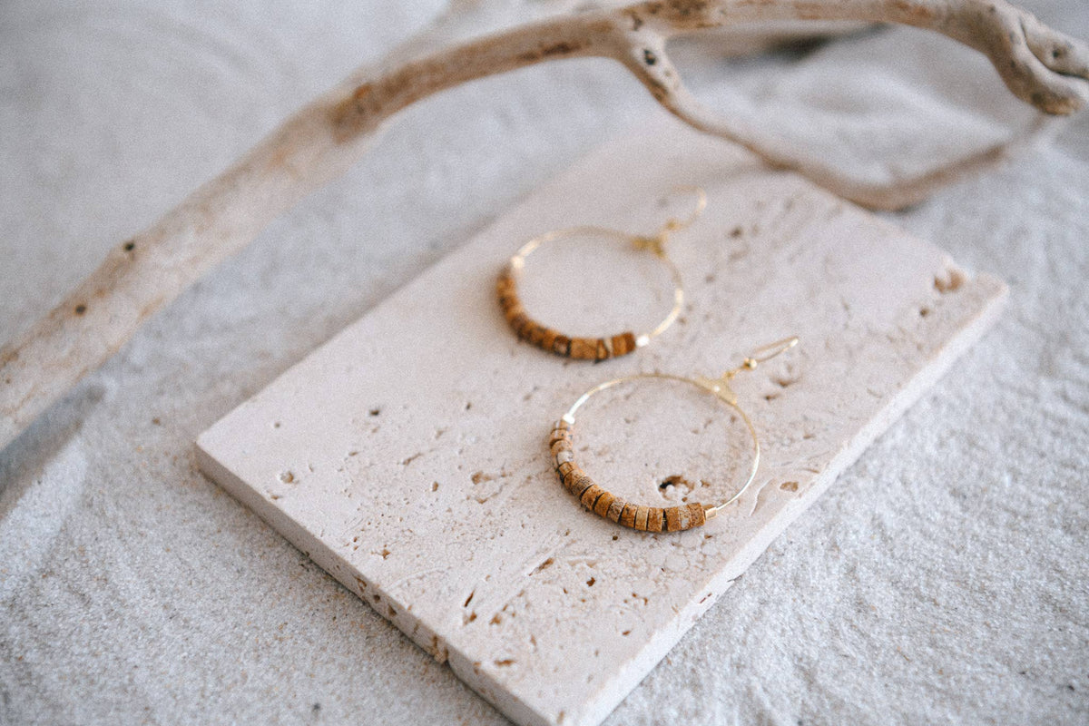 Gemstone and Gold Hoop Earrings