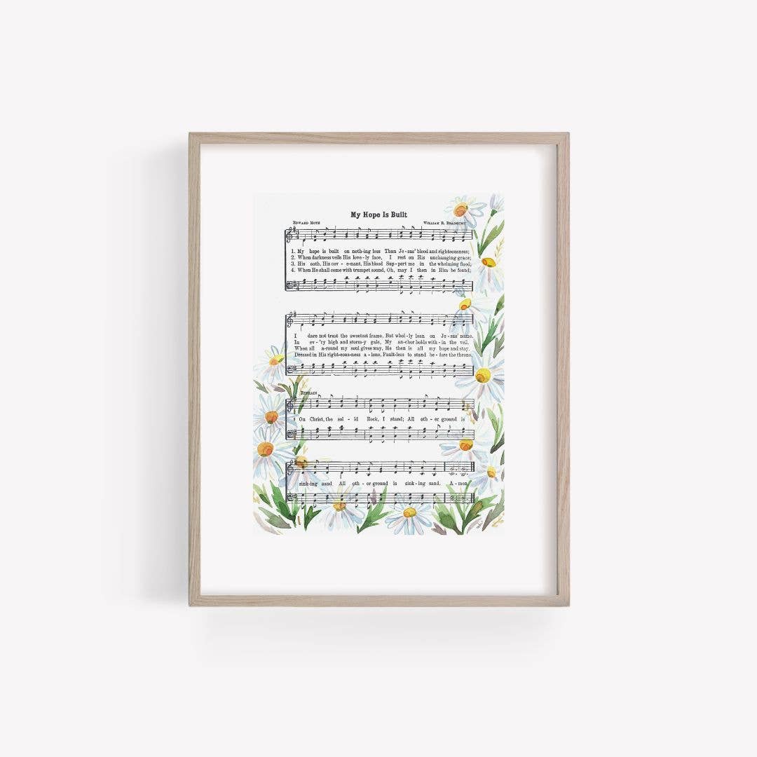 “My Hope is Built” with Daisies Watercolor Hymn Print