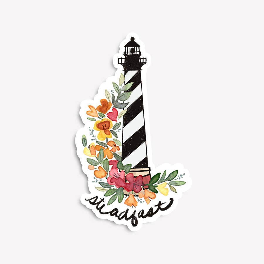 "Steadfast" Floral Lighthouse Sticker