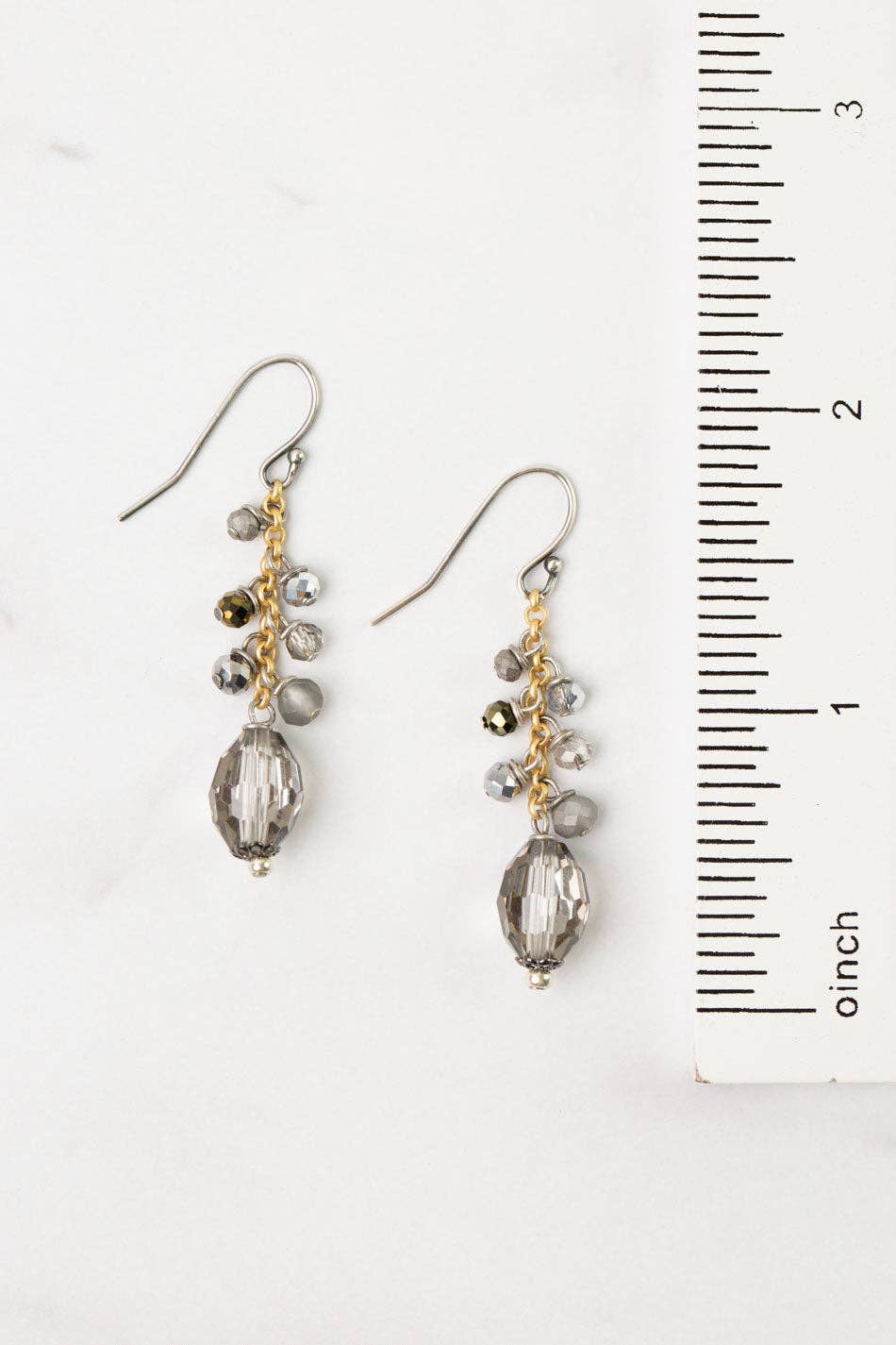 Silver & Gold Crystal Cluster Earrings