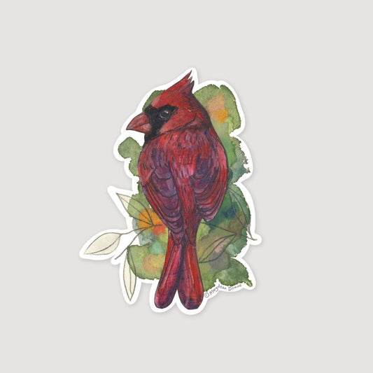 Mixed Media Cardinal Vinyl Bird Sticker