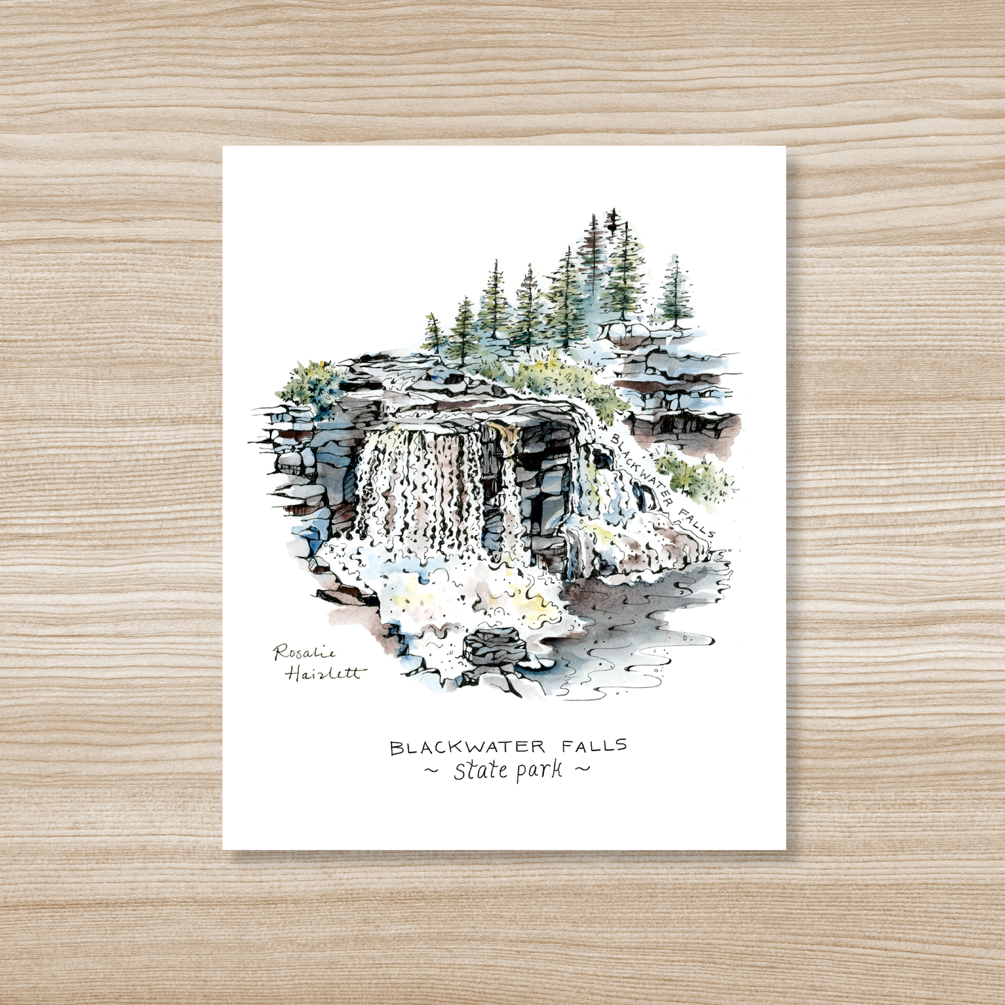 Blackwater Falls Watercolor Art Print