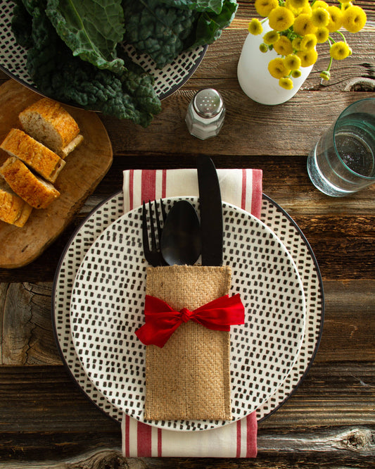 Cutlery Couture - Hand Tied Ribbons - Red - Set of 8