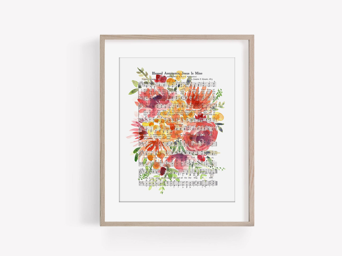 “Blessed Assurance” Floral Hymn Print 8×10″