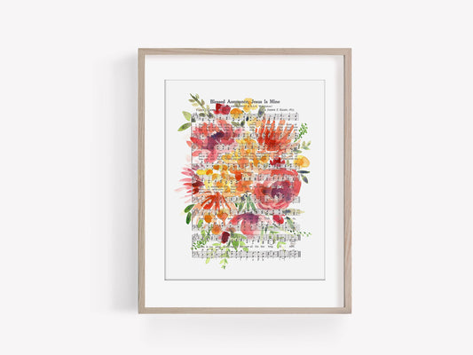 “Blessed Assurance” Floral Hymn Print 8×10″