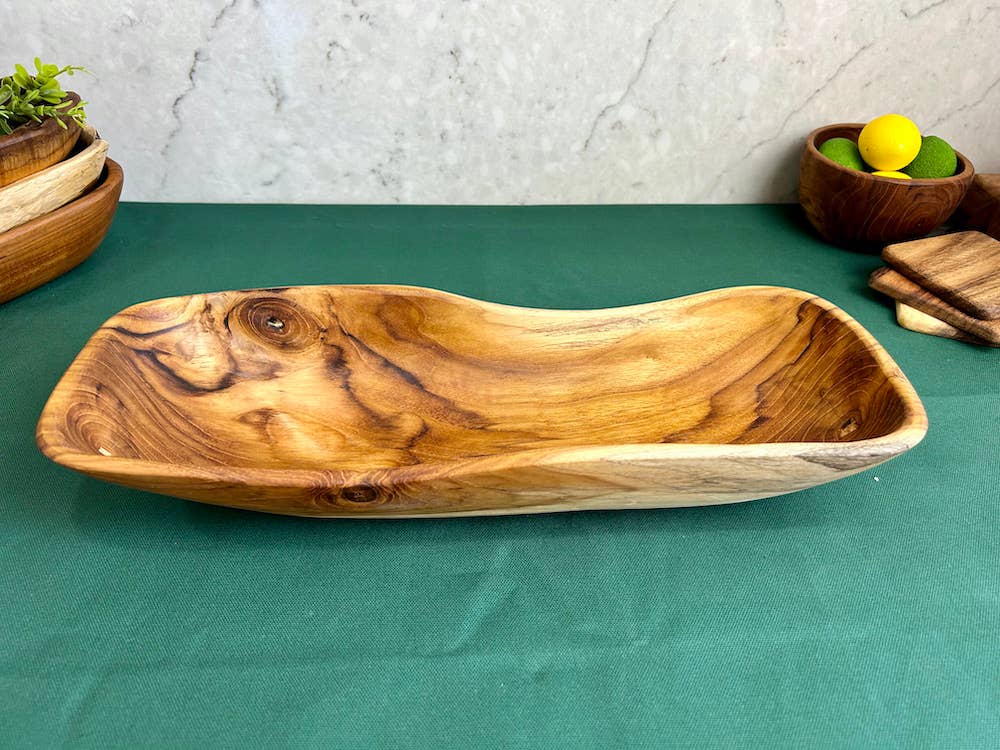 Salvaged Teak Root Oval Rustic Bowl