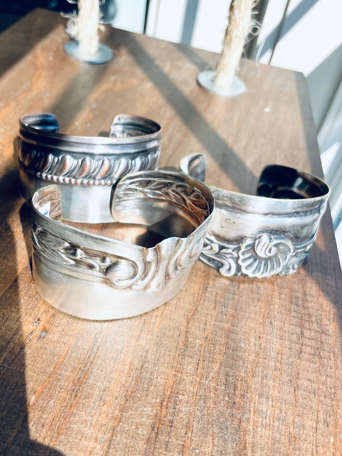 Vintage Silver Serving Tray Cuffs