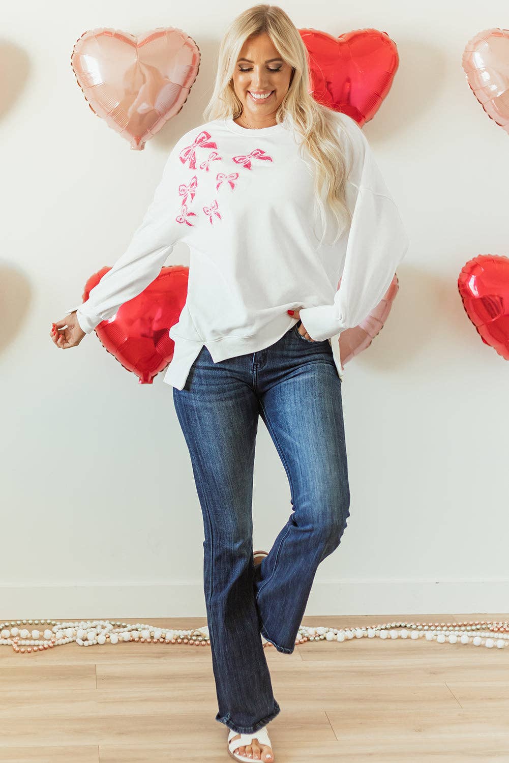 Valentine Bow Sequin Sweatshirt