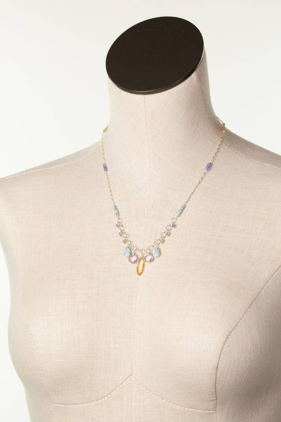 Sanctuary 18-20" Citrine, Amethyst, Larimar Collage Necklace