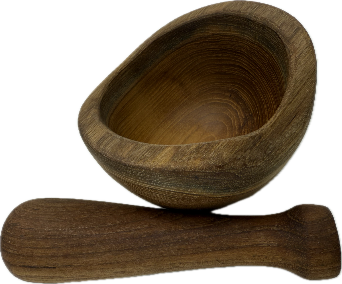Rustic Teak Wood Mortar and Pestle